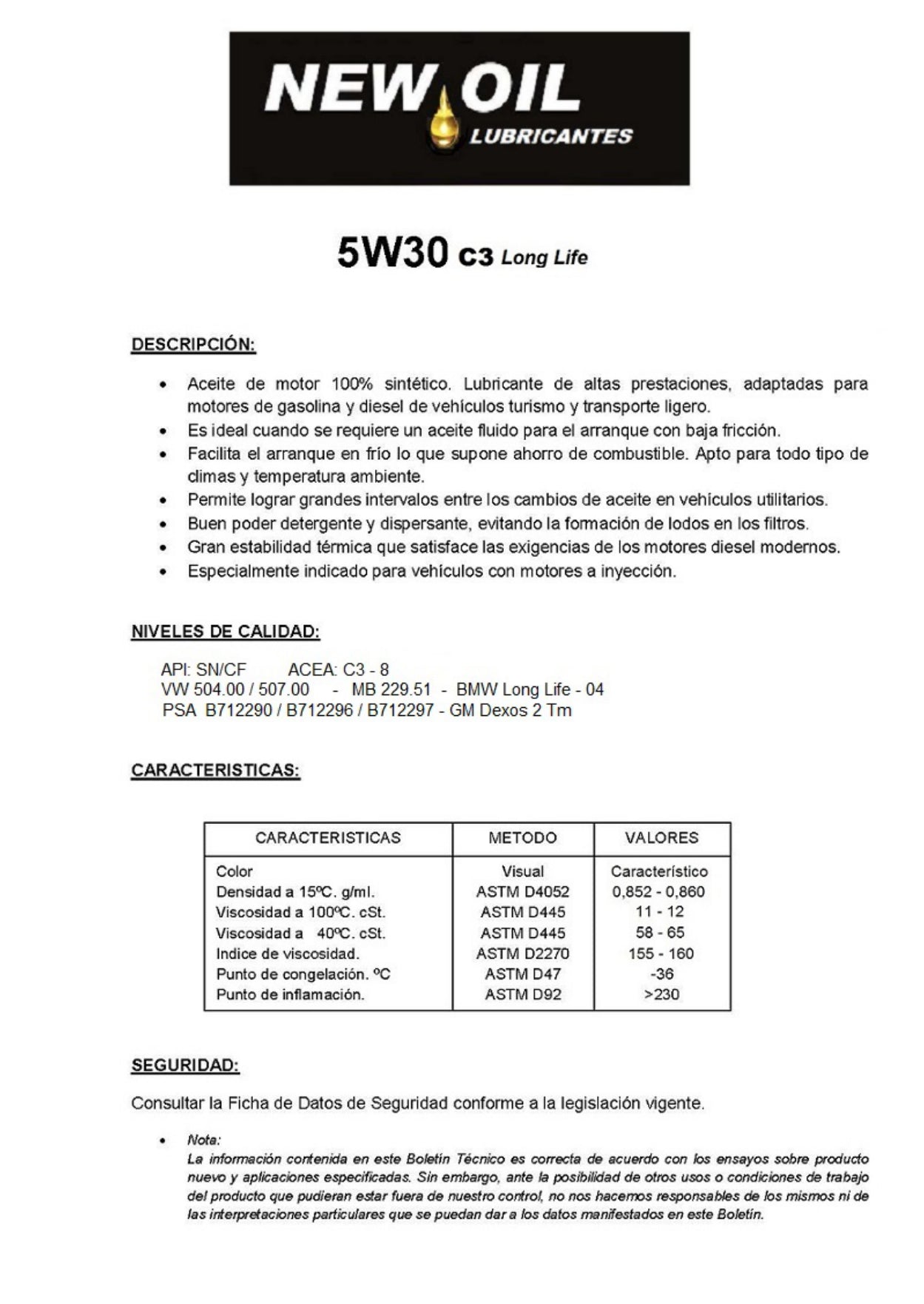 Aceite 5W30 New Oil | Lubricante Sintético Profesional para Gasolina y Diésel